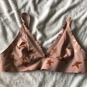 VS PINK Scalloped Edge Pink & Copper Star Bralette